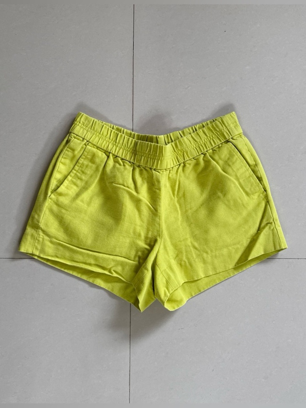 J. Crew Neon Lime Elastic Shorts 100% cotton